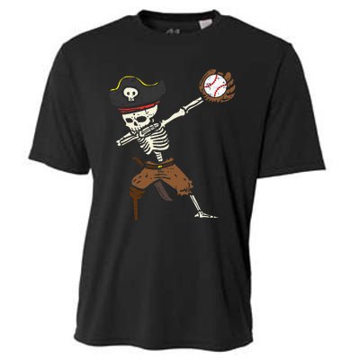 Pirate Skeleton Baseball Catcher Halloween Cooling Performance Crew T-Shirt