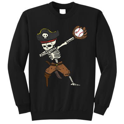 Pirate Skeleton Baseball Catcher Halloween Sweatshirt