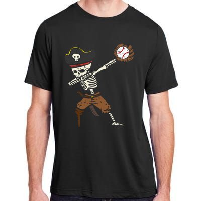 Pirate Skeleton Baseball Catcher Halloween Adult ChromaSoft Performance T-Shirt