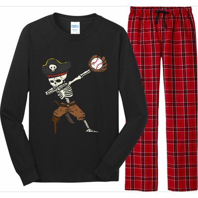 Pirate Skeleton Baseball Catcher Halloween Long Sleeve Pajama Set