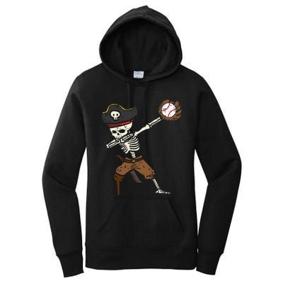 Pirate Skeleton Baseball Catcher Halloween Women's Pullover Hoodie