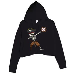 Pirate Skeleton Baseball Catcher Halloween Crop Fleece Hoodie