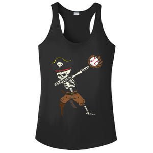 Pirate Skeleton Baseball Catcher Halloween Ladies PosiCharge Competitor Racerback Tank