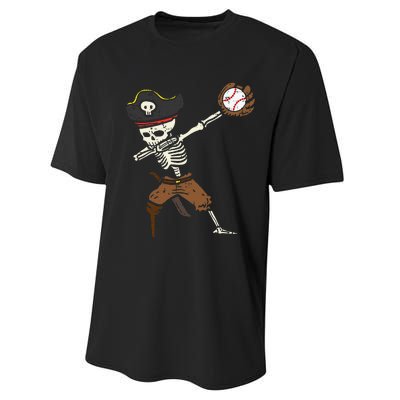 Pirate Skeleton Baseball Catcher Halloween Performance Sprint T-Shirt