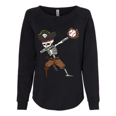 Pirate Skeleton Baseball Catcher Halloween Womens California Wash Sweatshirt