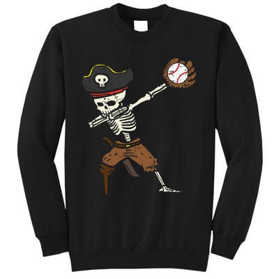 Pirate Skeleton Baseball Catcher Halloween Tall Sweatshirt