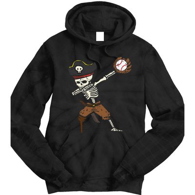 Pirate Skeleton Baseball Catcher Halloween Tie Dye Hoodie