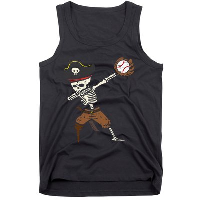 Pirate Skeleton Baseball Catcher Halloween Tank Top