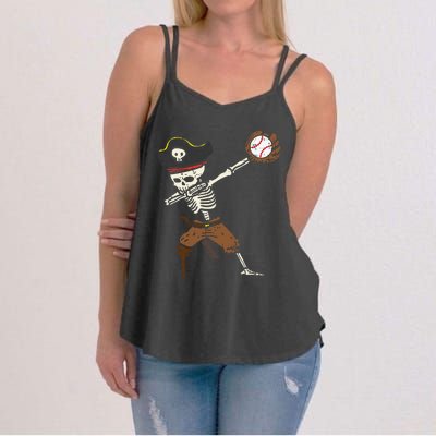 Pirate Skeleton Baseball Catcher Halloween Women's Strappy Tank