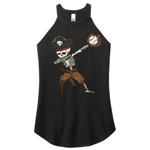 Pirate Skeleton Baseball Catcher Halloween Women's Perfect Tri Rocker Tank