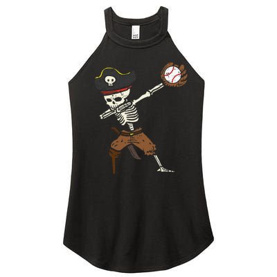 Pirate Skeleton Baseball Catcher Halloween Women's Perfect Tri Rocker Tank