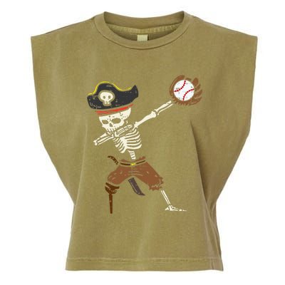 Pirate Skeleton Baseball Catcher Halloween Garment-Dyed Women's Muscle Tee