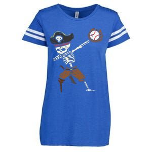 Pirate Skeleton Baseball Catcher Halloween Enza Ladies Jersey Football T-Shirt