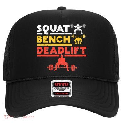Powerlifting Squat Bench Deadlift Weightlifting High Crown Mesh Back Trucker Hat
