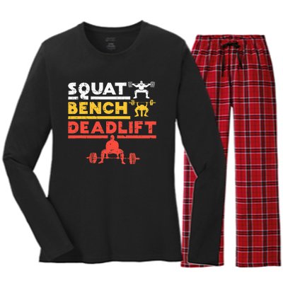 Powerlifting Squat Bench Deadlift Weightlifting Women's Long Sleeve Flannel Pajama Set 