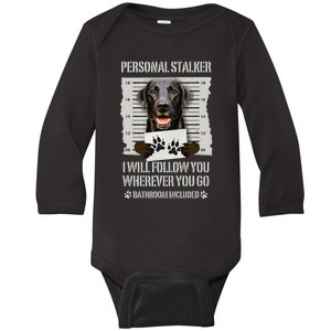 Personal Stalker Black Labrador Black Lab Baby Long Sleeve Bodysuit