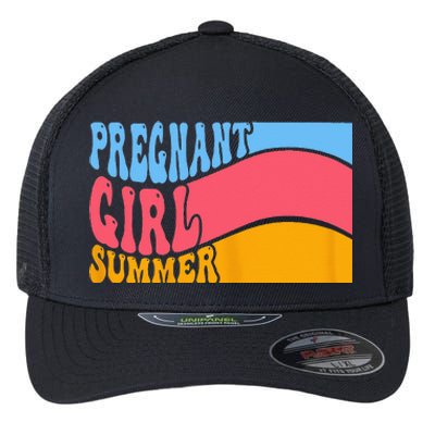 Pregnant Summer Baby Announcement Pregnancy Reveal Flexfit Unipanel Trucker Cap