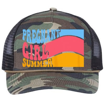 Pregnant Summer Baby Announcement Pregnancy Reveal Retro Rope Trucker Hat Cap