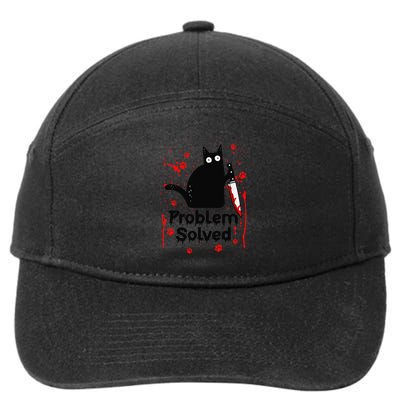 Problem Solved Bloody Funny Black Cat With Knife Cat Lovers 7-Panel Snapback Hat