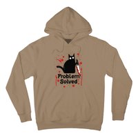 Problem Solved Bloody Funny Black Cat With Knife Cat Lovers Hoodie