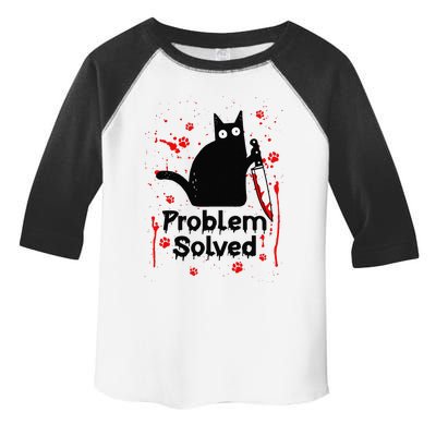 Problem Solved Bloody Funny Black Cat With Knife Cat Lovers Toddler Fine Jersey T-Shirt