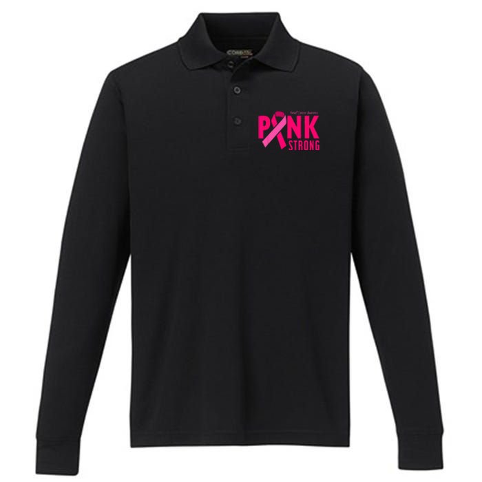 Pink Strong Breast Cancer Awareness Performance Long Sleeve Polo