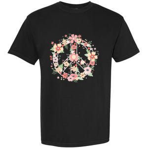 Peace Sign Bright Colorful Flowers 60s 70s Hippie Costume Garment-Dyed Heavyweight T-Shirt