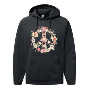 Peace Sign Bright Colorful Flowers 60s 70s Hippie Costume Performance Fleece Hoodie