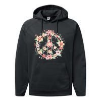 Peace Sign Bright Colorful Flowers 60s 70s Hippie Costume Performance Fleece Hoodie