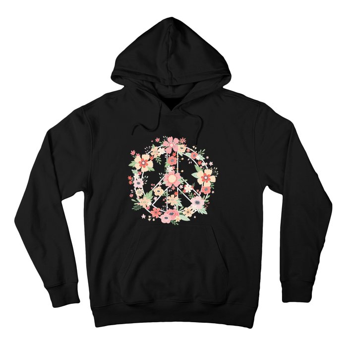 Peace Sign Bright Colorful Flowers 60s 70s Hippie Costume Hoodie