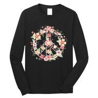 Peace Sign Bright Colorful Flowers 60s 70s Hippie Costume Long Sleeve Shirt