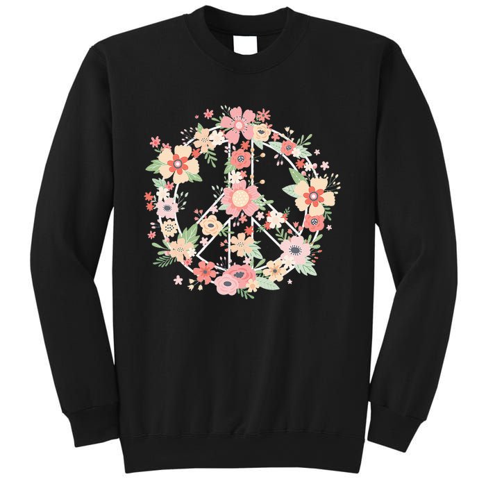 Peace Sign Bright Colorful Flowers 60s 70s Hippie Costume Sweatshirt