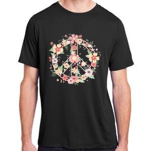 Peace Sign Bright Colorful Flowers 60s 70s Hippie Costume Adult ChromaSoft Performance T-Shirt