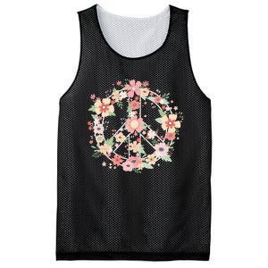 Peace Sign Bright Colorful Flowers 60s 70s Hippie Costume Mesh Reversible Basketball Jersey Tank