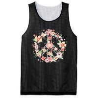 Peace Sign Bright Colorful Flowers 60s 70s Hippie Costume Mesh Reversible Basketball Jersey Tank