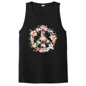 Peace Sign Bright Colorful Flowers 60s 70s Hippie Costume PosiCharge Competitor Tank