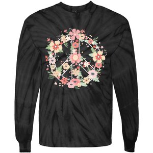 Peace Sign Bright Colorful Flowers 60s 70s Hippie Costume Tie-Dye Long Sleeve Shirt