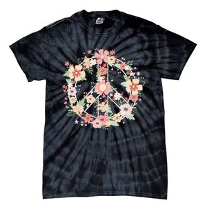 Peace Sign Bright Colorful Flowers 60s 70s Hippie Costume Tie-Dye T-Shirt