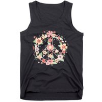 Peace Sign Bright Colorful Flowers 60s 70s Hippie Costume Tank Top