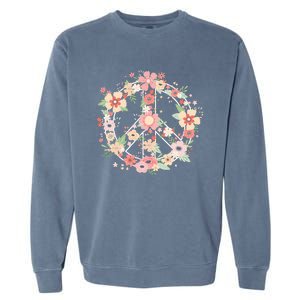 Peace Sign Bright Colorful Flowers 60s 70s Hippie Costume Garment-Dyed Sweatshirt