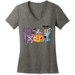 Pharmacy Squad Boo Crew Pharmacist Pharmacy Tech Halloween Women's V-Neck T-Shirt