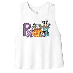 Pharmacy Squad Boo Crew Pharmacist Pharmacy Tech Halloween Women's Racerback Cropped Tank