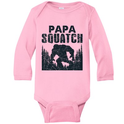 Papa Squatch Bigfoot Dad Father's Day Baby Long Sleeve Bodysuit