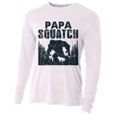 Papa Squatch Bigfoot Dad Father's Day Cooling Performance Long Sleeve Crew