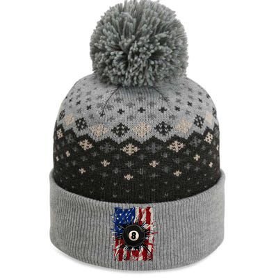 Pool Snooker Billiards Player 8 Ball Usa American Flag The Baniff Cuffed Pom Beanie