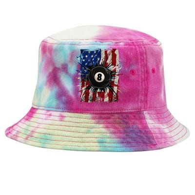 Pool Snooker Billiards Player 8 Ball Usa American Flag Tie-Dyed Bucket Hat