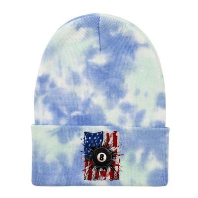 Pool Snooker Billiards Player 8 Ball Usa American Flag Tie Dye 12in Knit Beanie