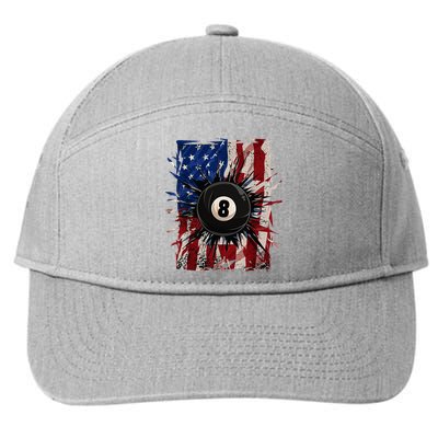 Pool Snooker Billiards Player 8 Ball Usa American Flag 7-Panel Snapback Hat