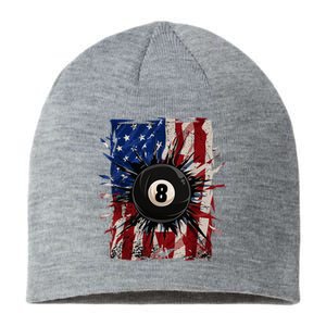 Pool Snooker Billiards Player 8 Ball Usa American Flag Sustainable Beanie