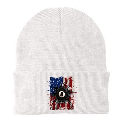 Pool Snooker Billiards Player 8 Ball Usa American Flag Knit Cap Winter Beanie